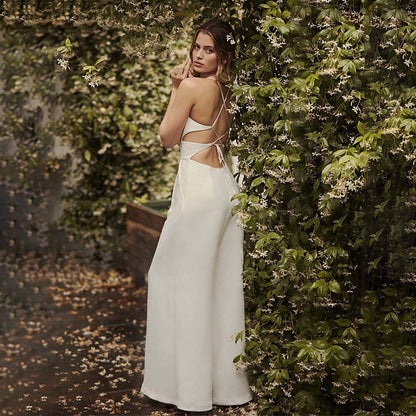 Sleeveless V-Neck Backless Sheath Jumpsuit