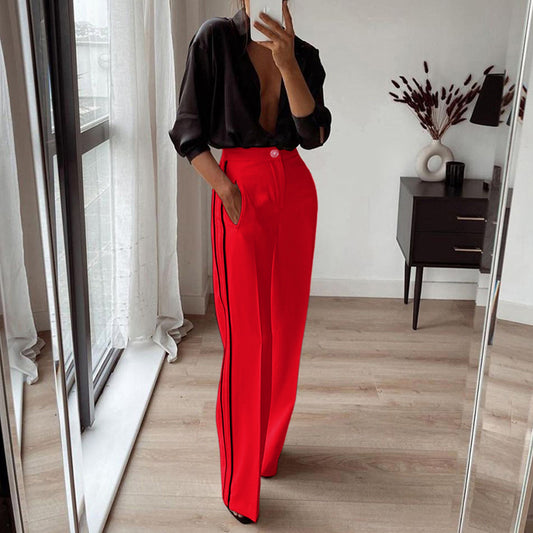 Straight Leg  Contrast Color Work Pant