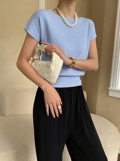"French Chic Elegant Raglan Short Sleeve Sweater"