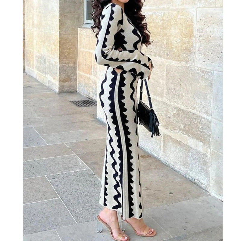 Knitted  Slimming High Waist Long Sleeve Dress