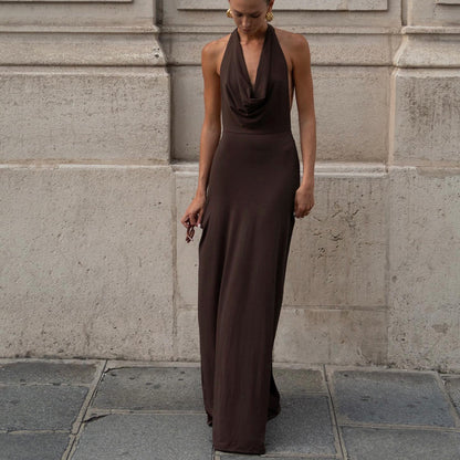 Halterneck  Long Backless Party Dress