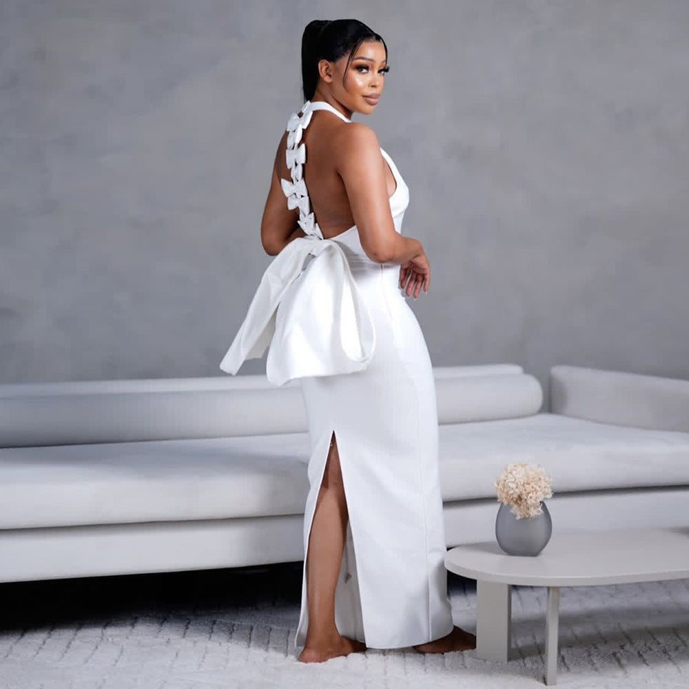 Big Bow Backless Bandage Dress