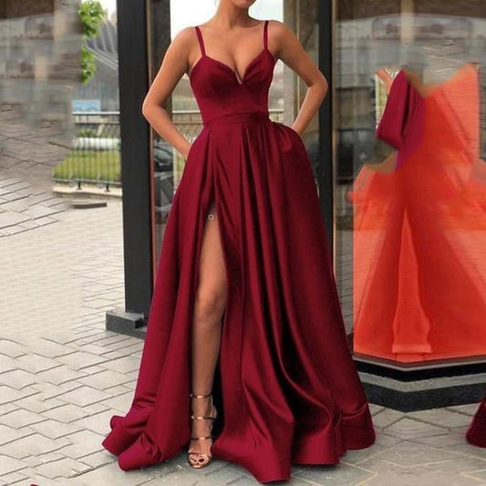 Satin Tube Top Floor-Length  Dress