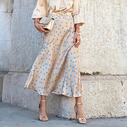 Polka Dot Print Large Swing Dress Skirt