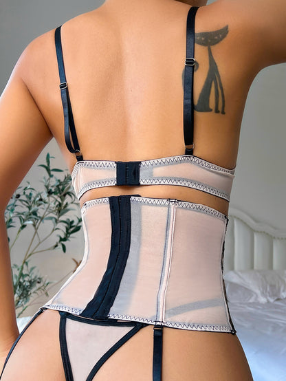 Three Piece Set  Embroidery Lingerie