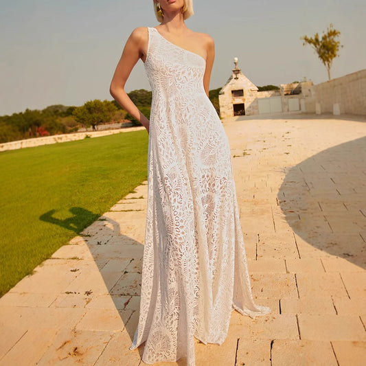 Crochet Slit Lace Beach Maxi Dress