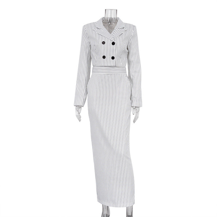 Striped Skirt Set Blazer Two Piece