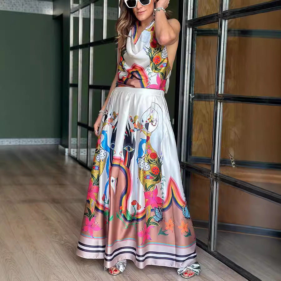 Spring Summer Sleeveless Printed Dress