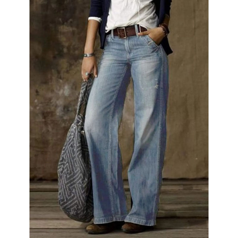 Retro Casual Straight Wide Leg  Jeans