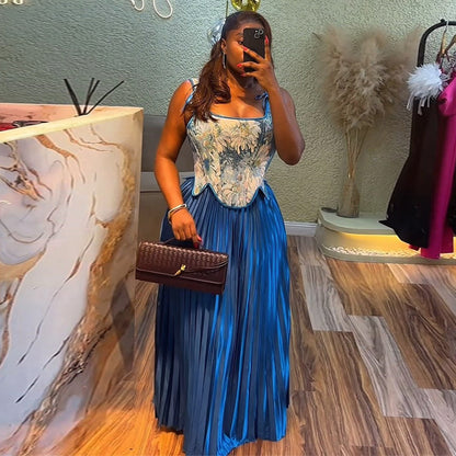 Blue Elegant summer wedding guest outfit