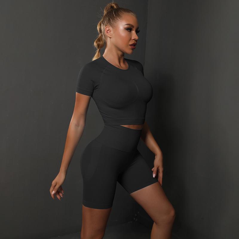 Short Sleeve Shorts Suit-Pure Black