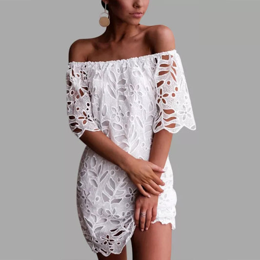 Lace Mid-Sleeve Office Dress