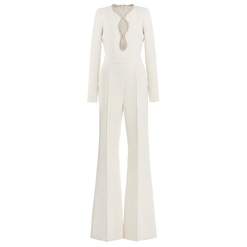 Long Sleeve  Jumpsuit Heart Shaped Cutout