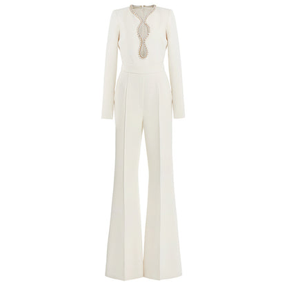 Long Sleeve  Jumpsuit Heart Shaped Cutout