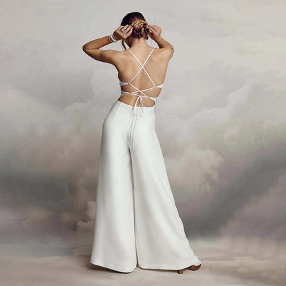 Sleeveless V-Neck Backless Sheath Jumpsuit