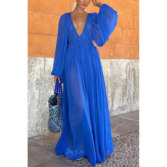 Chiffon  Loose Vacation Long Sleeve Dress