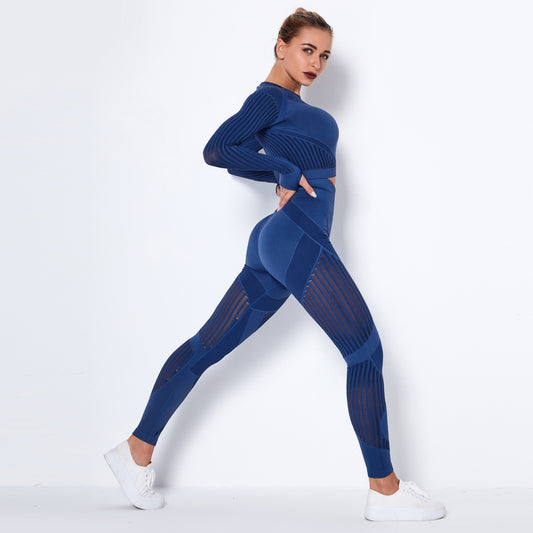 Net Hole Quick Drying Sports Yoga Long Sleeve Yoga Suit