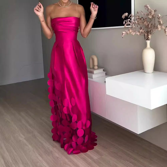 Corl Red strapless maxi dress
