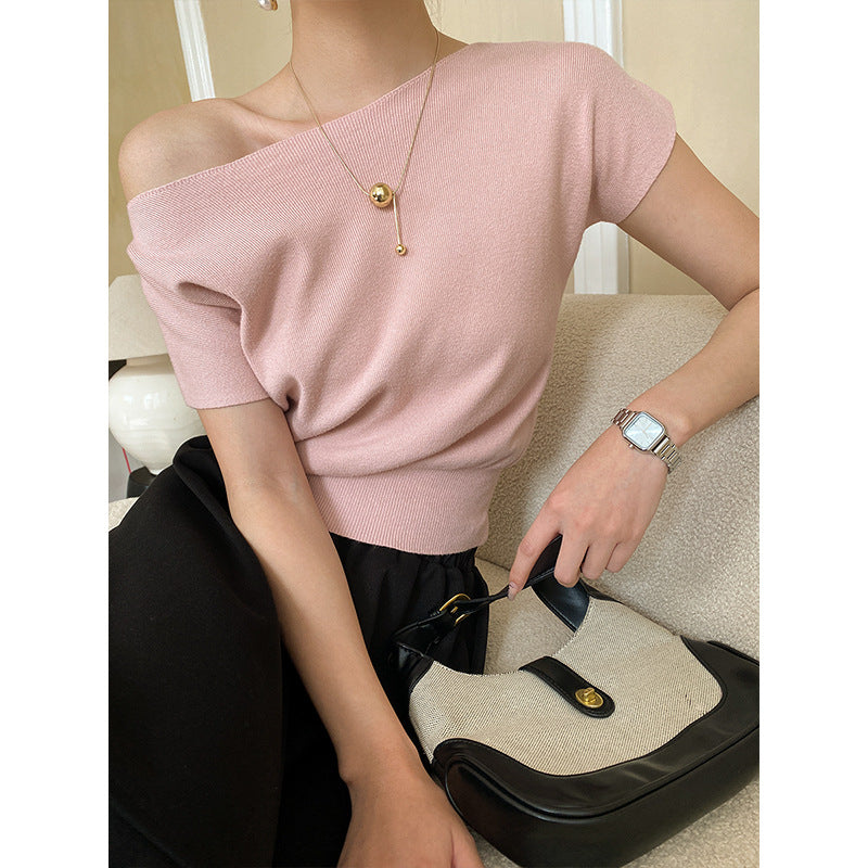 "French Chic Elegant Raglan Short Sleeve Sweater"