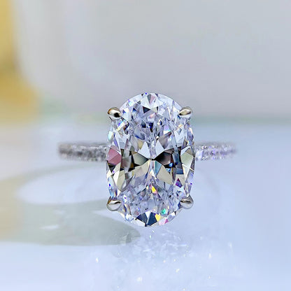 Silver 925 Oval Ledean Artificial Diamond 8x12 Cut"