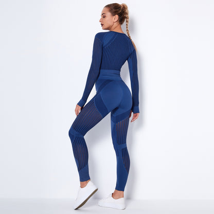 Net Hole Quick Drying Sports Yoga Long Sleeve Yoga Suit