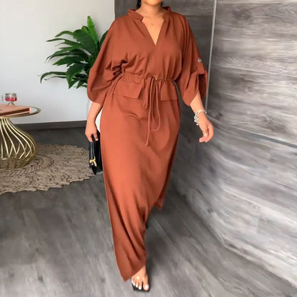 Solid Color Dress Casual  Split