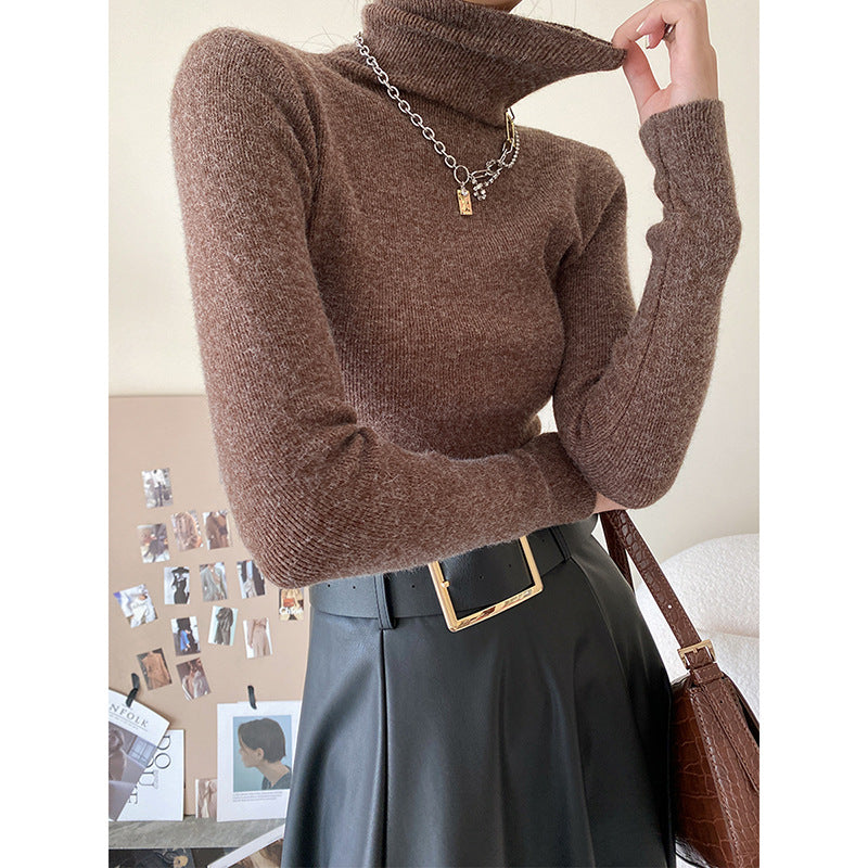 "Elegant Solid Color Turtleneck Sweater
