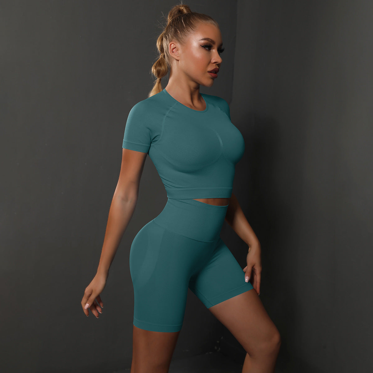 Short Sleeve Shorts Suit-Blue