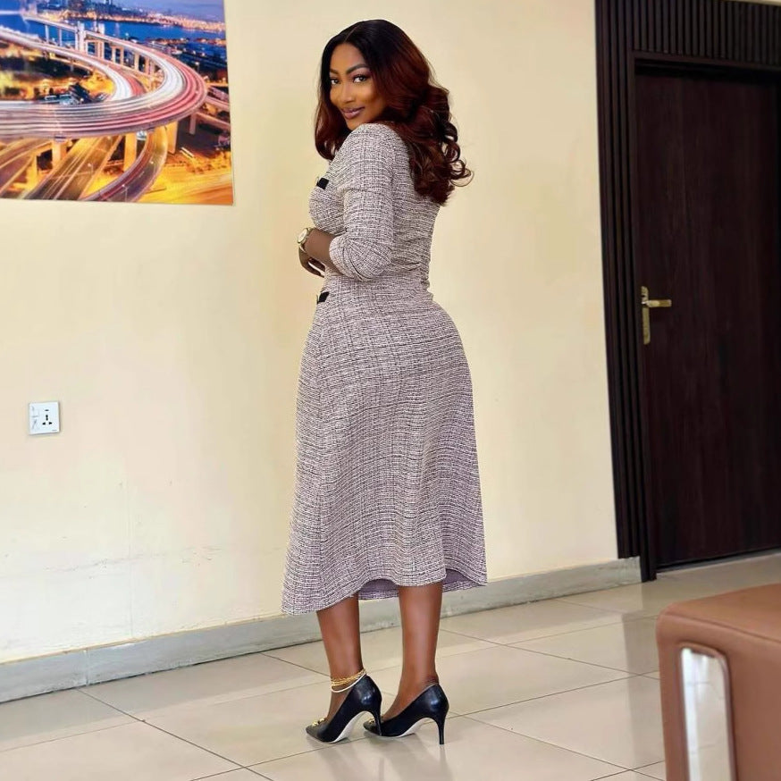 Women Elegant Office Knitted Classic Slim Fit Dress