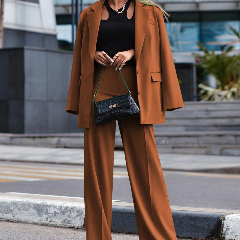 Solid Color Long Sleeve  Casual  Two Piece Set