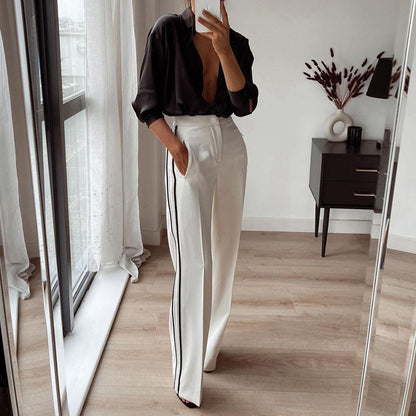 Straight Leg  Contrast Color Work Pant