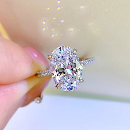 Silver 925 Oval Ledean Artificial Diamond 8x12 Cut"