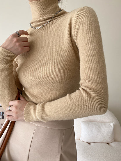 "Elegant Solid Color Turtleneck Sweater