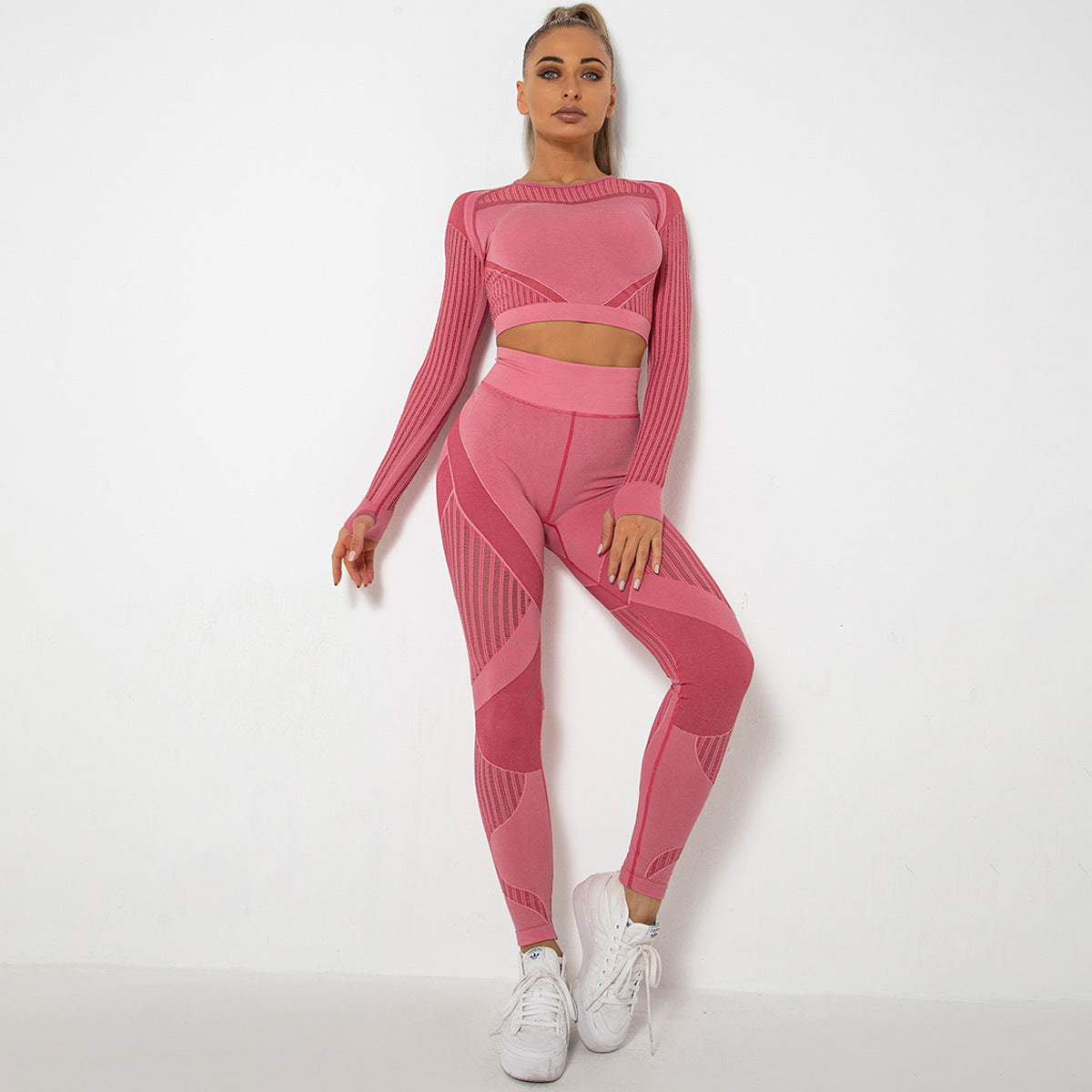 Long Sleeve Trousers Suit-Watermelon Red