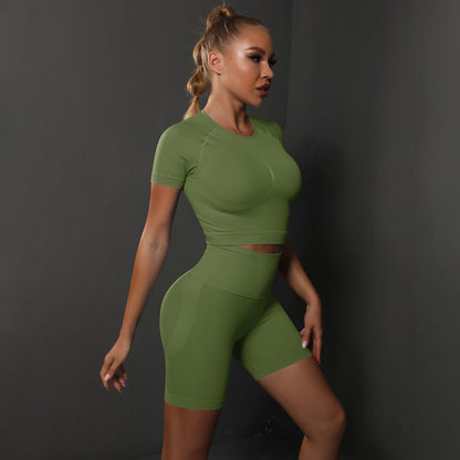 Short Sleeve Shorts Suit-Army Green