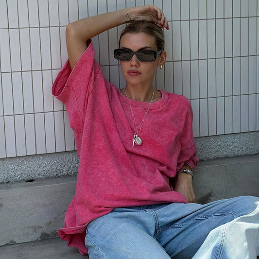 Short-Sleeved T Shirt Washed  Relaxed Casual