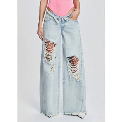 Ripped  Wide Leg Trousers