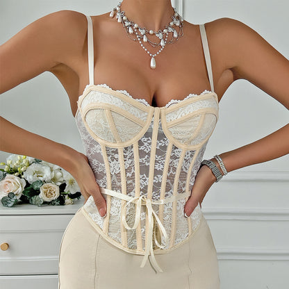 Fresh Lace up Slim Fit  See through Camisole