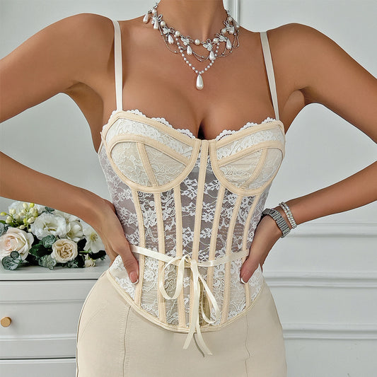 Fresh Lace up Slim Fit  See through Camisole
