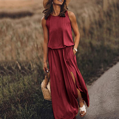Jujube Red daily wear with split detail dress