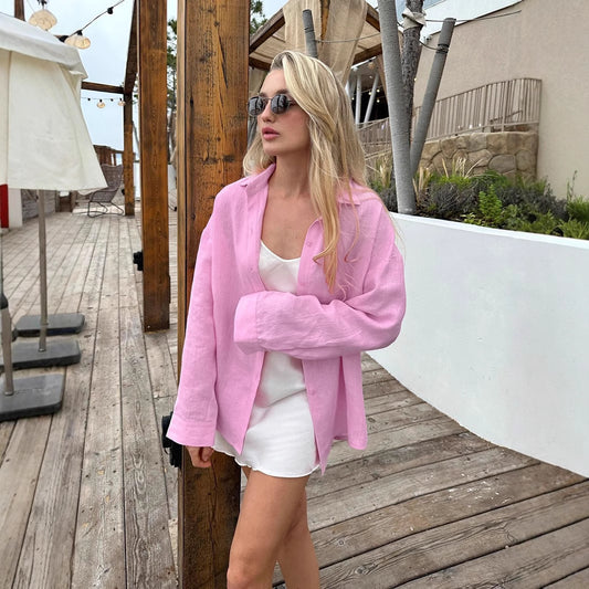Solid Color Cardigan Long Sleeve shirt
