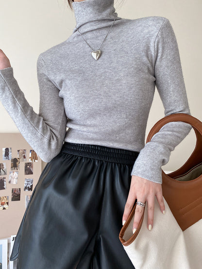 "Elegant Solid Color Turtleneck Sweater