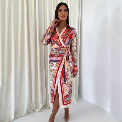 Printed Long Sleeved Shirt African Dress