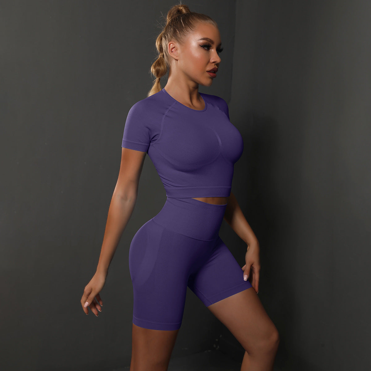 Short Sleeve Shorts Suit-Deep Purple