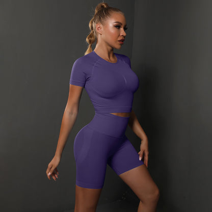 Short Sleeve Shorts Suit-Deep Purple
