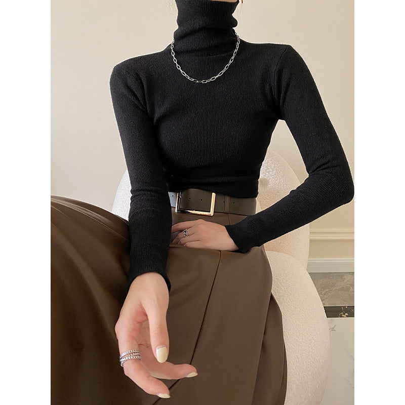 "Elegant Solid Color Turtleneck Sweater