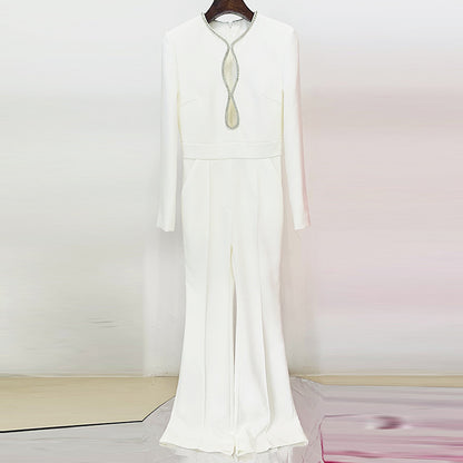 Long Sleeve  Jumpsuit Heart Shaped Cutout