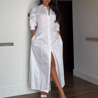Backless Waist Trimming Solid Color Maxi Dress