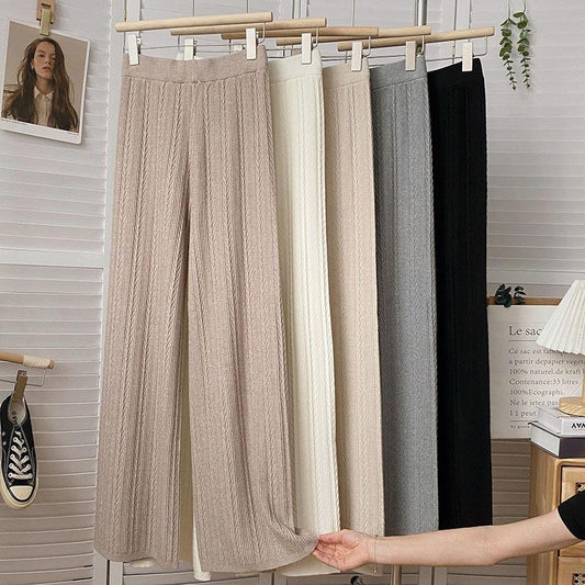 "Elastic Waist Soft Knitted Loose Women Trousers  "