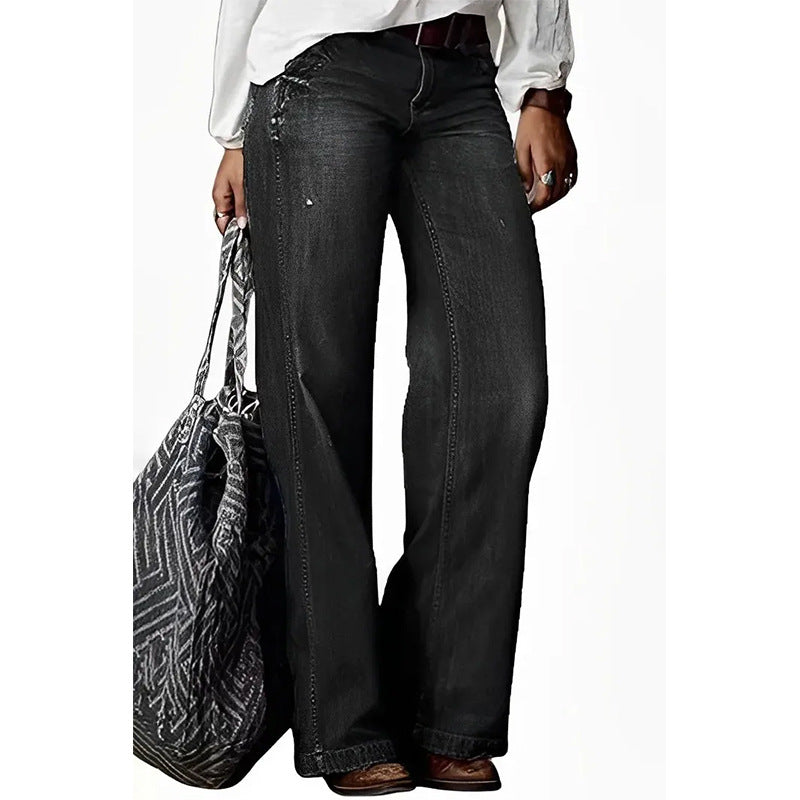 Retro Casual Straight Wide Leg  Jeans